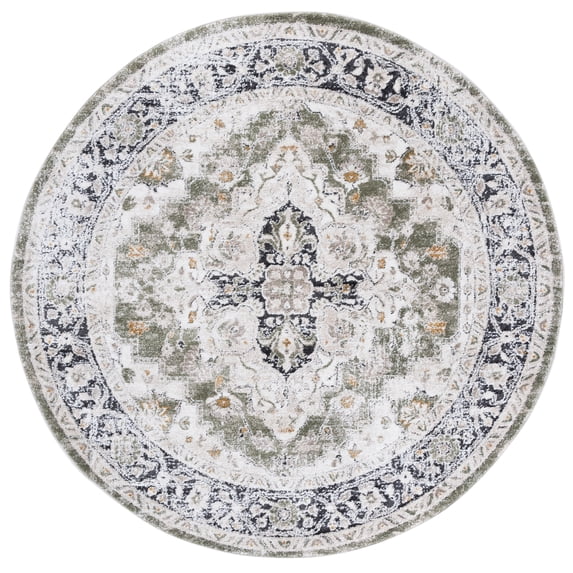 SAFAVIEH Opal Tabitha Medallion Area Rug, Green/Beige, 6'7" x 6'7" Round