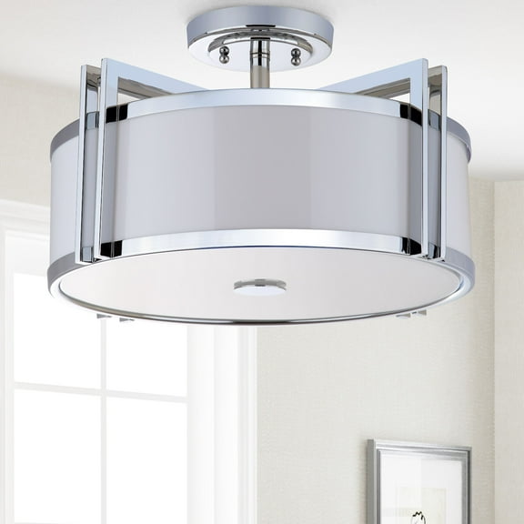 SAFAVIEH Orb 3-Light 17 in. Dia. Glam Semi Flush, Chrome