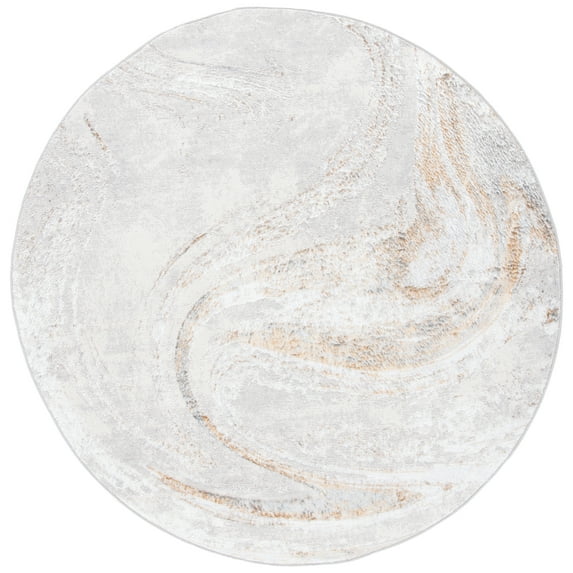 SAFAVIEH Orchard Edweena Modern Area Rug, Grey/Gold, 3' x 3' Round