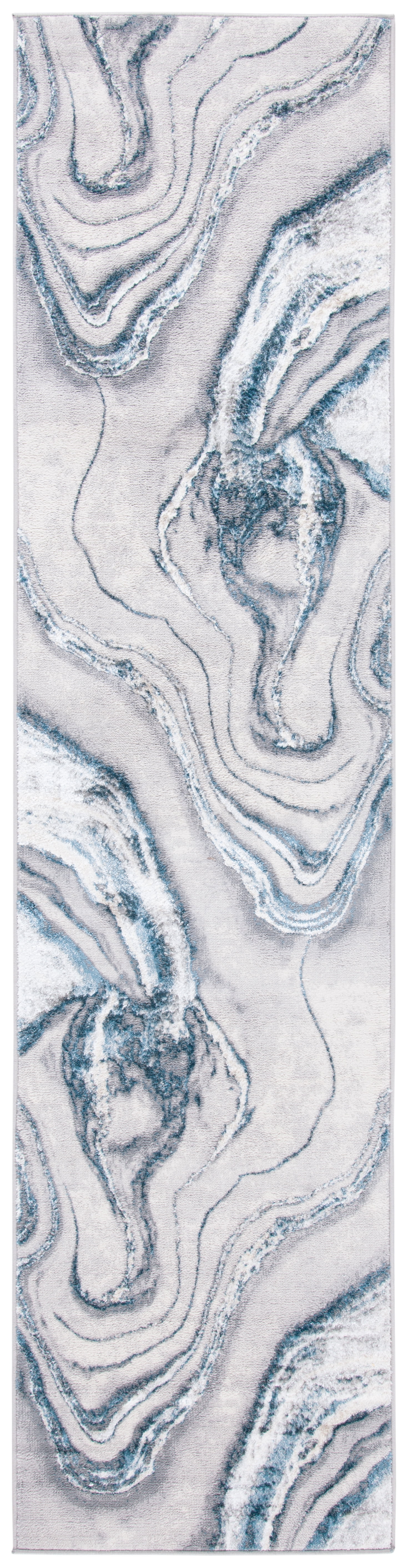 Orchard Gray & Blue Abstract Hand-Knotted 2'2" x 5' Rug