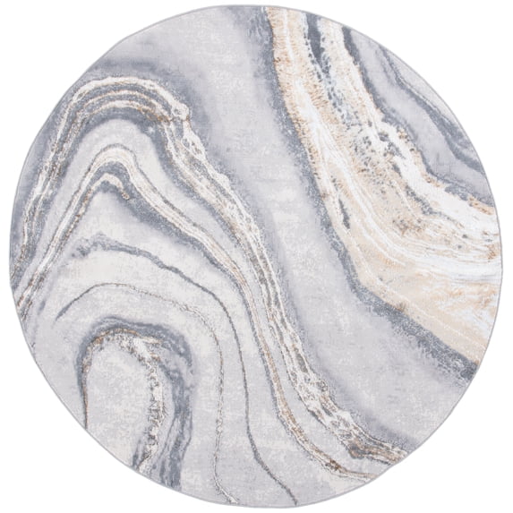 SAFAVIEH Orchard Edwin Modern Area Rug, Grey/Gold, 3' x 3' Round