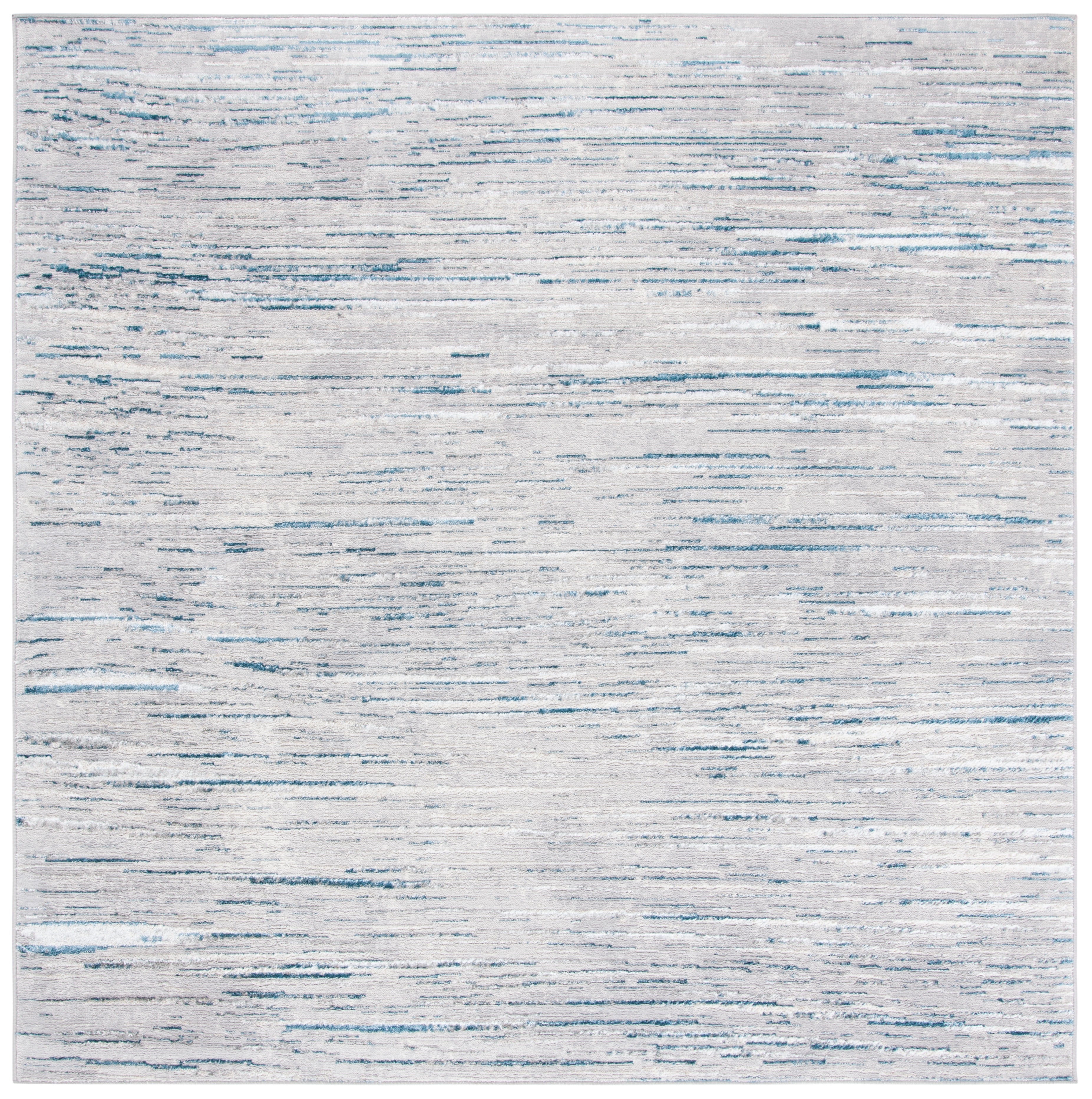 Blue and Gray Abstract Square Synthetic Area Rug