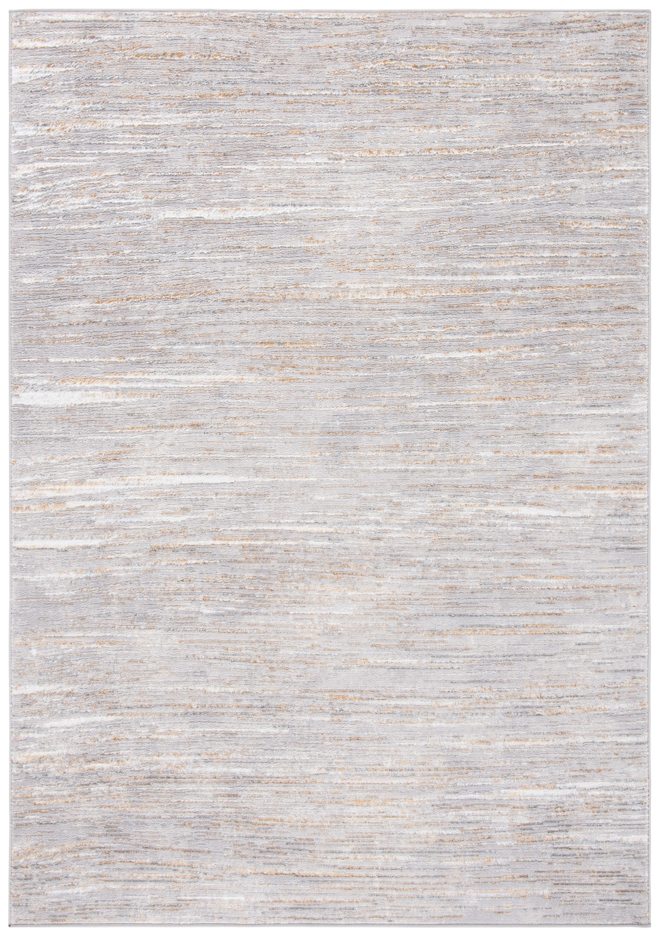Gray and Gold Abstract Hand-knotted Synthetic Rug, 5'5" x 7'7"