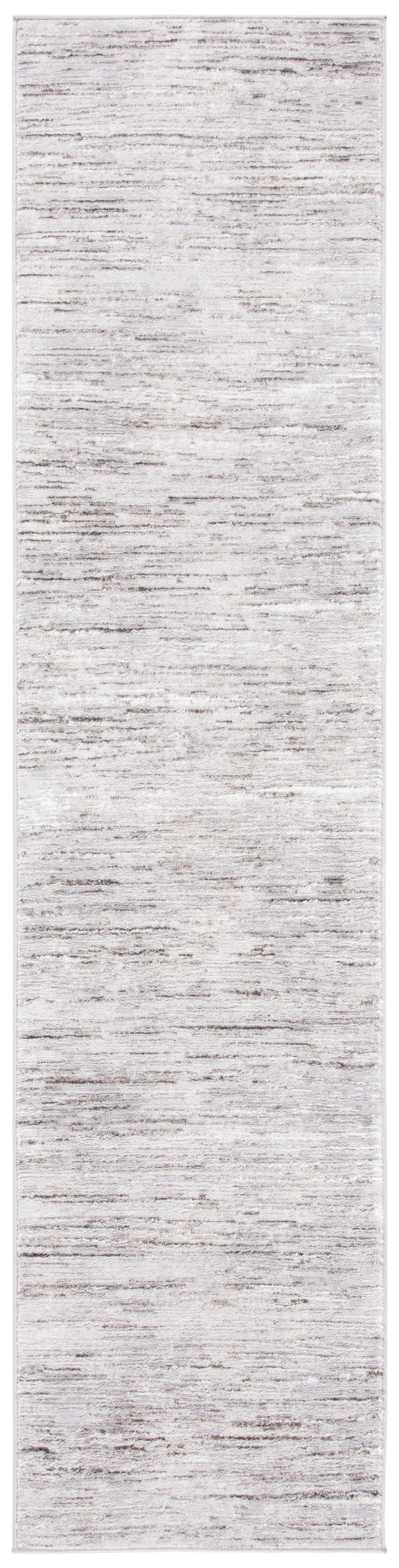 Grey and Light Grey Synthetic Abstract Runner Rug 2'2" x 9'