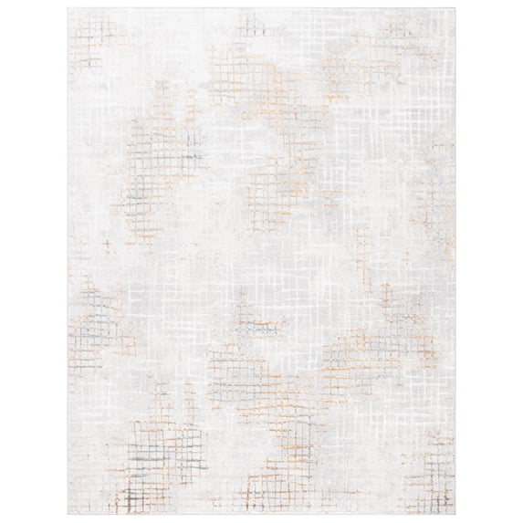 SAFAVIEH Orchard Egbert Trellis Polyester Area Rug, Grey/Gold, 4'5" x 6'5"