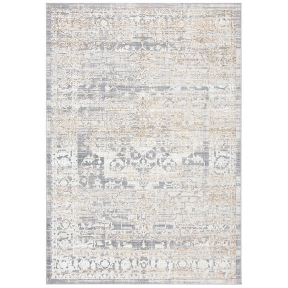 SAFAVIEH Orchard Eglantine Damask Area Rug, Grey/Gold, 4'5" x 6'5"