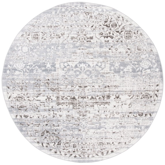 SAFAVIEH Orchard Eglantine Damask Area Rug, Grey/Light Grey, 6'7" x 6'7" Round