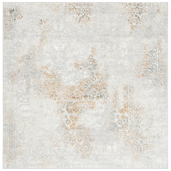 SAFAVIEH Orchard Eileen Floral Area Rug, Grey/Gold, 6'7" x 6'7" Square