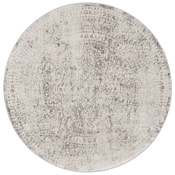 SAFAVIEH Orchard Martin Oriental Polyester Area Rug, Gray/Silver, 6'7" x 6'7" Round