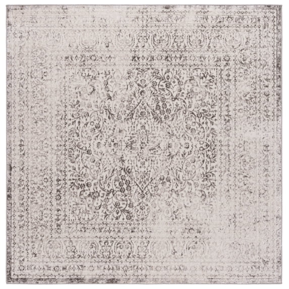 SAFAVIEH Orchard Martin Oriental Polyester Area Rug, Gray/Silver, 6'7" x 6'7" Square