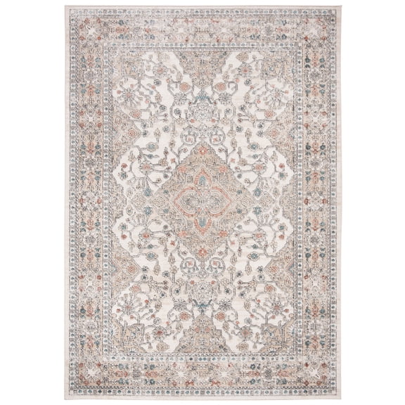 SAFAVIEH Oregon Coriander Floral Bordered Area Rug, 4' x 6', Grey/Ivory