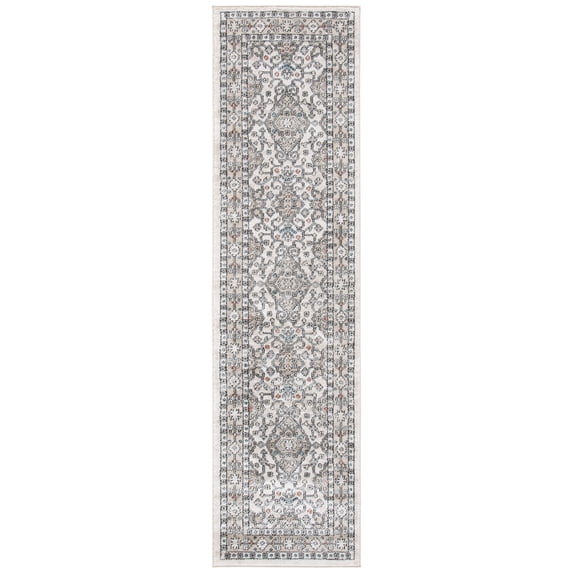 SAFAVIEH Oregon Coriander Floral Bordered Runner, 2'2" x 12', Grey/Ivory