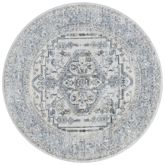 SAFAVIEH Oregon Creighton Oriental Area Rug, Light Blue/Ivory, 6'7" x 6'7" Round