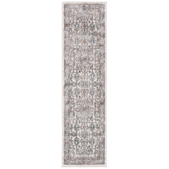 SAFAVIEH Oregon Creighton Floral Bordered Runner, 2'2" x 6', Grey/Ivory
