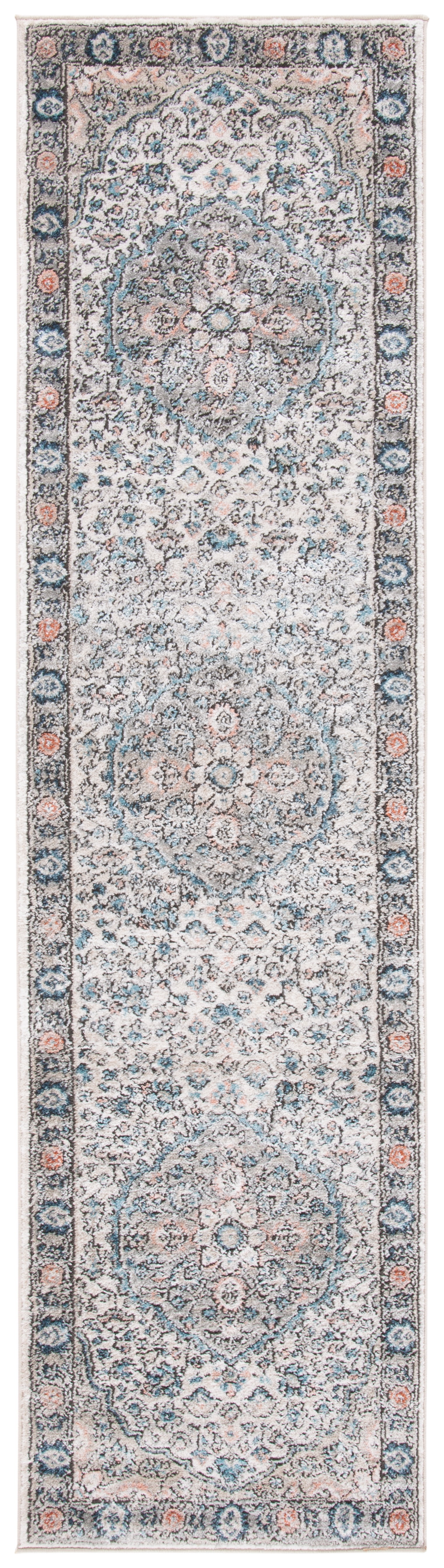 SAFAVIEH Oregon Eilish Floral Runner Rug, Grey/Blue, 2'2" x 6'