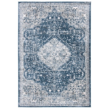 SAFAVIEH Oregon Eirann Damask Area Rug, Navy/Ivory, 5'1" x 7'6"