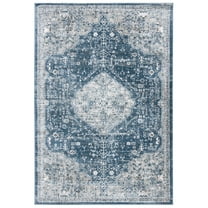 SAFAVIEH Oregon Eirann Damask Area Rug, Navy/Ivory, 6'7" x 9'
