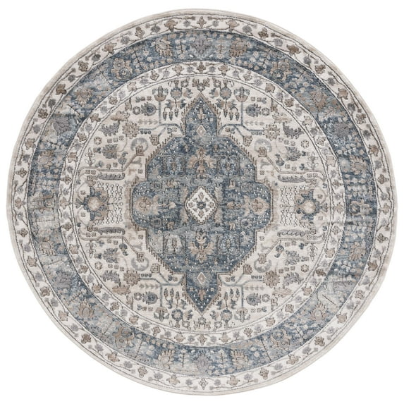 SAFAVIEH Oregon Ekaterina Damask Area Rug, Beige/Grey, 6'7" x 6'7" Round