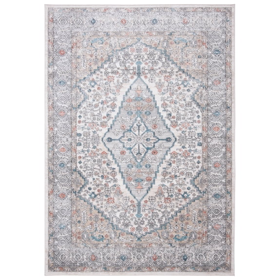 SAFAVIEH Oregon Ethelinda Floral Bordered Area Rug, 4' x 6', Grey/Ivory