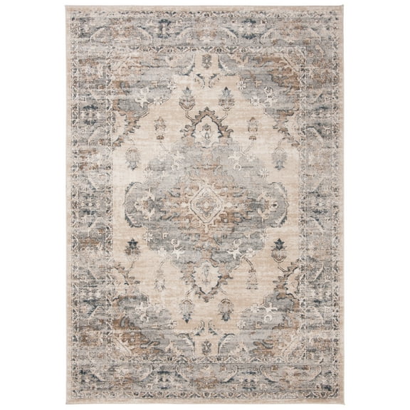 SAFAVIEH Oregon Ethelinda Floral Bordered Area Rug, 6'7" x 8'7", Beige/Grey