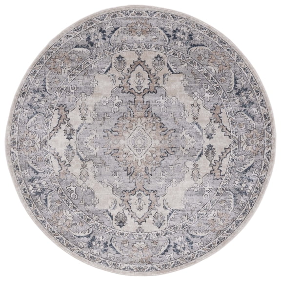 SAFAVIEH Oregon Ethelinda Floral Bordered Area Rug, Beige/Grey, 8' x 8' Round