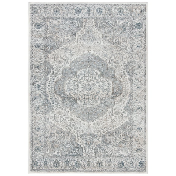 SAFAVIEH Oregon Grosvenor Floral Bordered Area Rug, 3' x 5', Ivory/Grey
