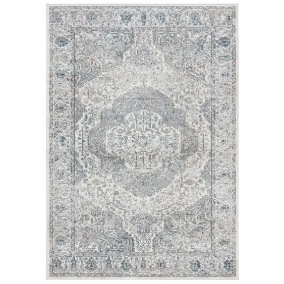 SAFAVIEH Oregon Grosvenor Floral Bordered Area Rug, 6'6" x 9'2", Ivory/Grey