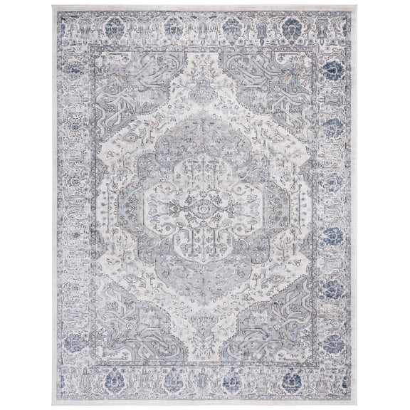 SAFAVIEH Oregon Grosvenor Floral Bordered Area Rug, Ivory/Grey, 11' x 15'
