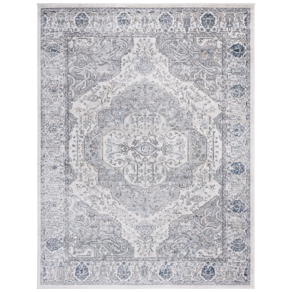 SAFAVIEH Oregon Grosvenor Floral Bordered Area Rug, Ivory/Grey, 11' x 15'