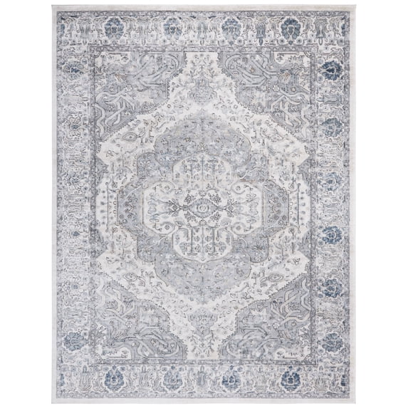 SAFAVIEH Oregon Grosvenor Floral Bordered Area Rug, Ivory/Grey, 8' x 10'