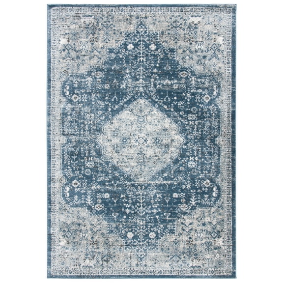 SAFAVIEH Oregon Ronnette Damask Area Rug, Navy/Ivory, 3' x 5'
