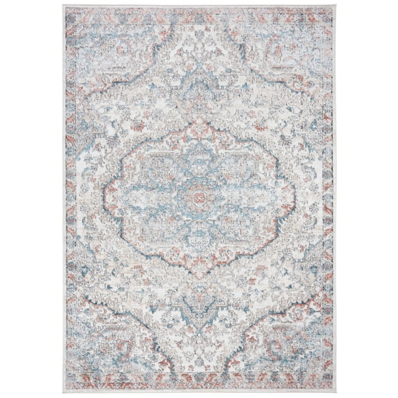 SAFAVIEH Oregon Seachlann Floral Bordered Area Rug, Grey/Blue, 5'1" x 7'6"