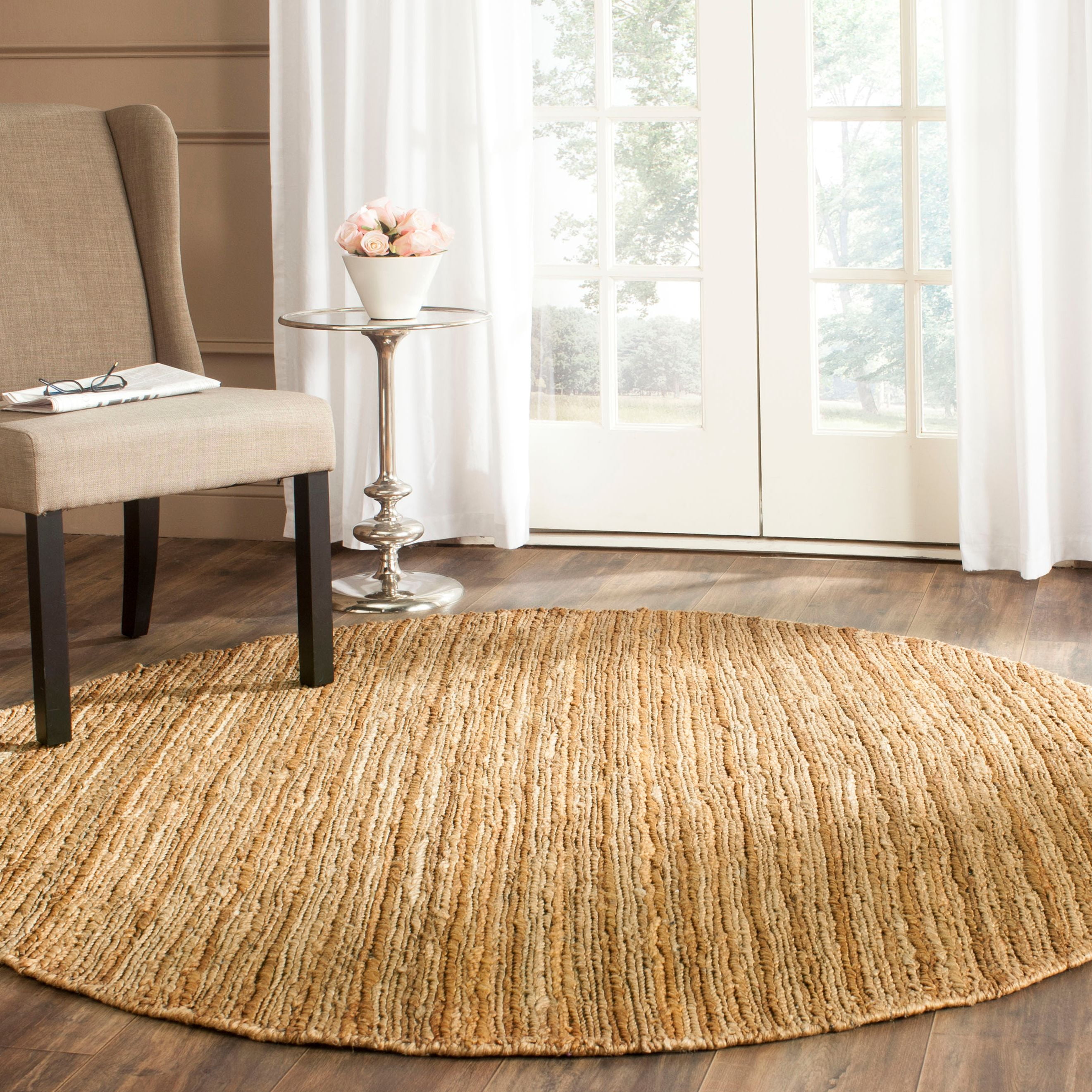 SAFAVIEH Organic Baldric Solid Braided Jute Area Rug, Natural, 6' x 6