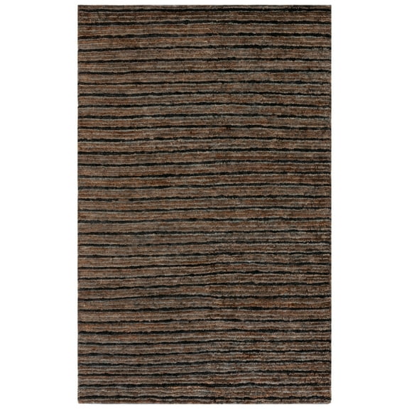 SAFAVIEH Organic Devnet Striped Braided Jute Area Rug, Charcoal, 5' x 8'