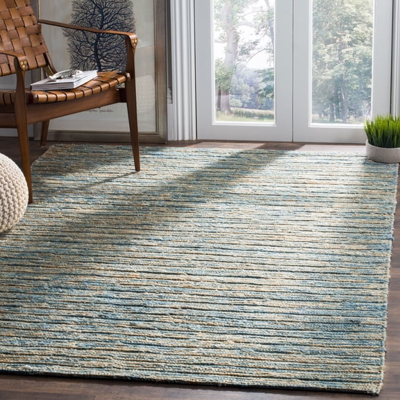 SAFAVIEH Organic Eleanora Overdyed Braided Jute Area Rug, Blue/Natural, 4' x 6'