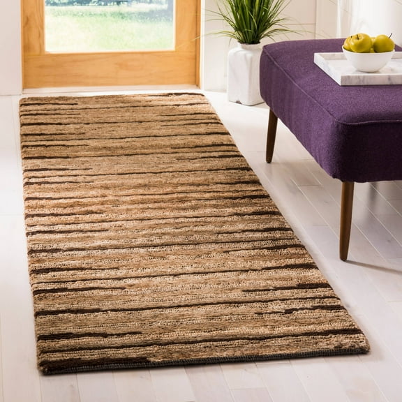 SAFAVIEH Organic Isabella Striped Braided Jute Runner Rug, Natural, 2'6" x 10'