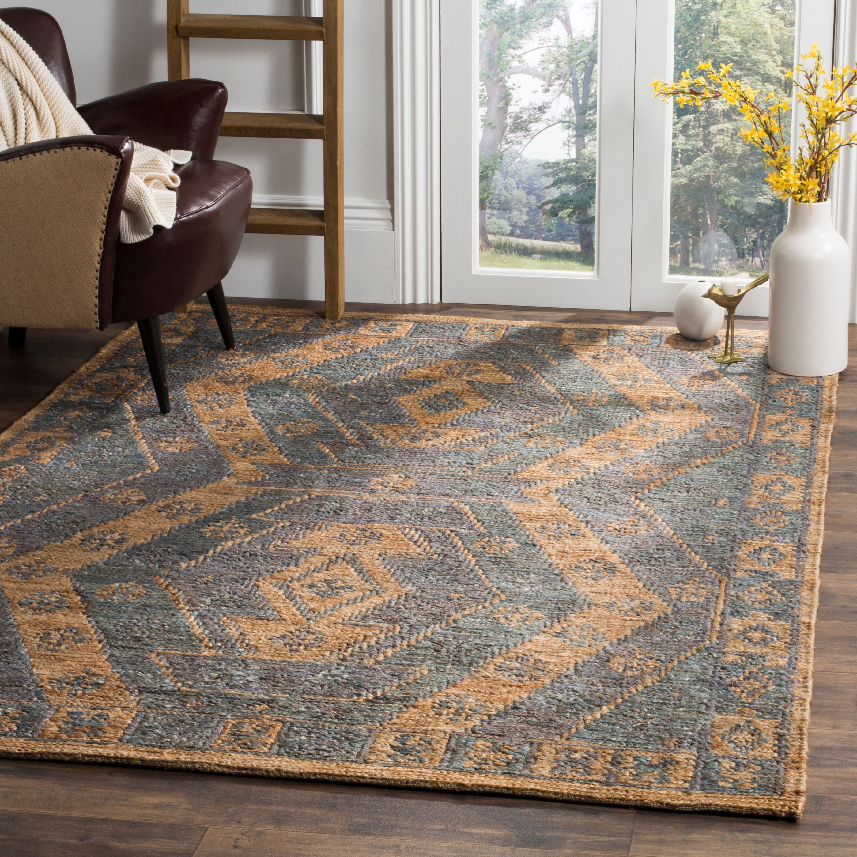 SAFAVIEH Organic Jervis Aztec Braided Jute Area Rug, Slate/Natural, 8' x 10'