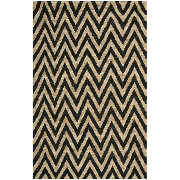 SAFAVIEH Organica Glanville Chevron Area Rug, Black/Natural, 5' x 8'