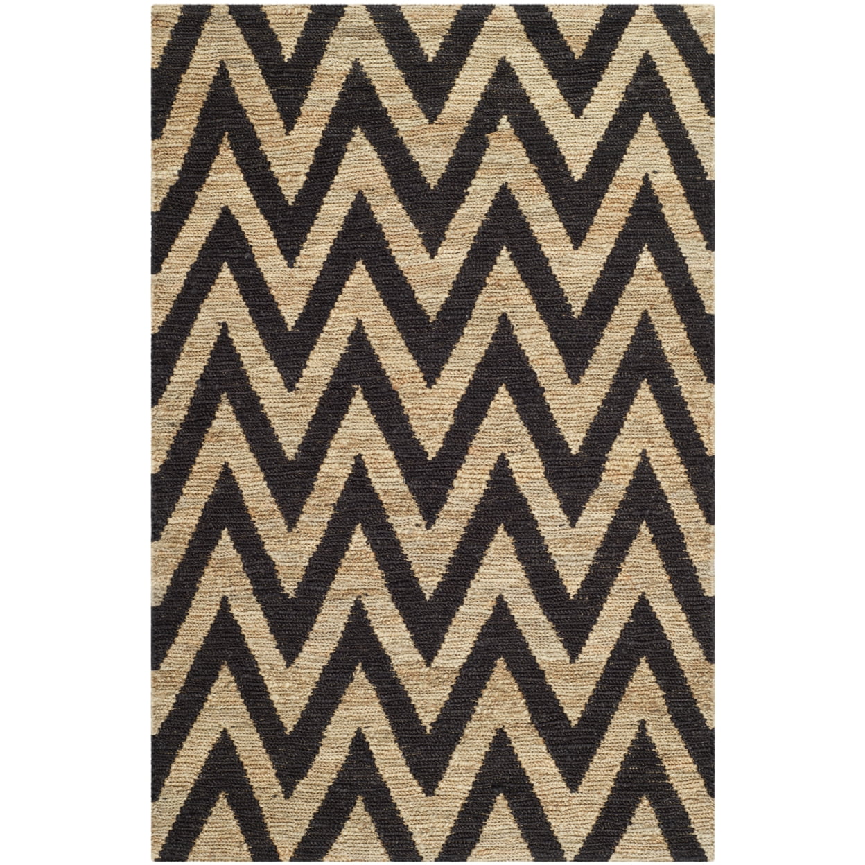 Eco-Friendly Hand-Knotted Black and Natural Jute 3' x 5' Area Rug