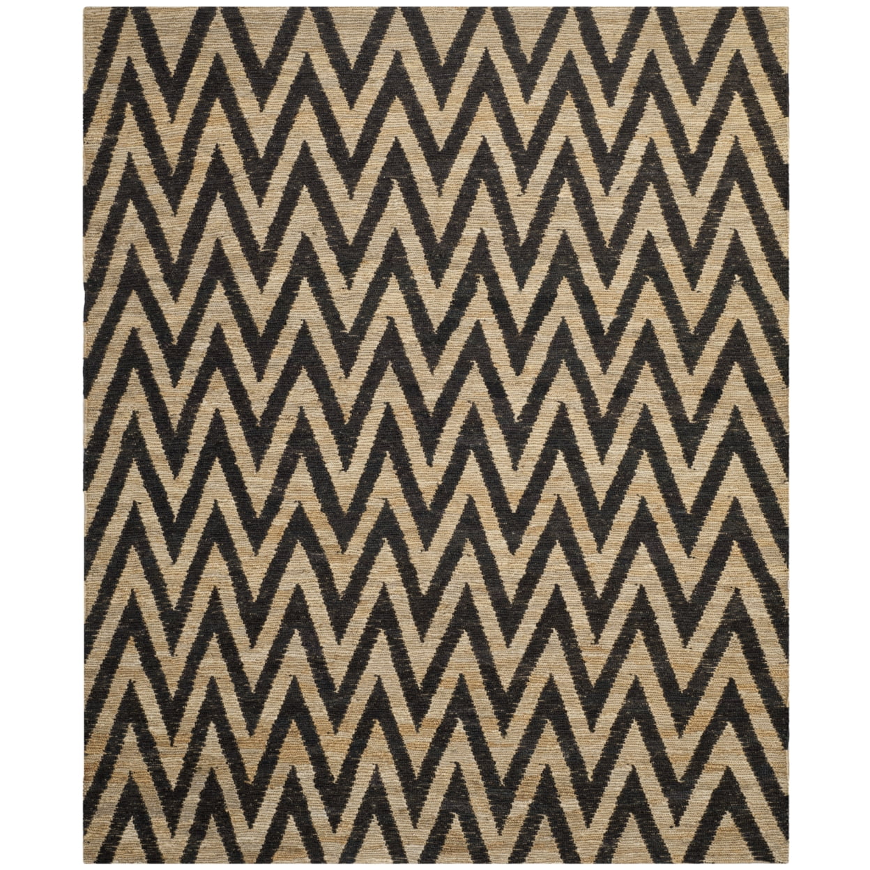 Eco-Friendly Hand-Knotted Black and Natural Jute 3' x 5' Area Rug