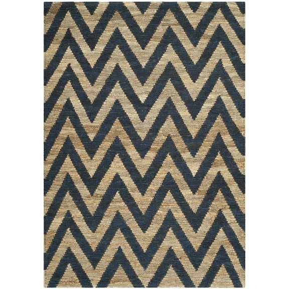 SAFAVIEH Organica Glanville Chevron Area Rug, Blue/Natural, 4' x 6'