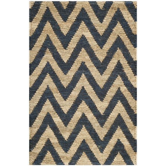 SAFAVIEH Organica Glanville Chevron Area Rug, Blue/Natural, 2'6" x 4'