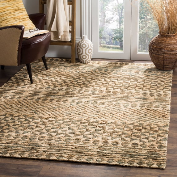 SAFAVIEH Organic Sharalyn Geometric Braided Jute Area Rug, Slate/Natural, 8' x 10'