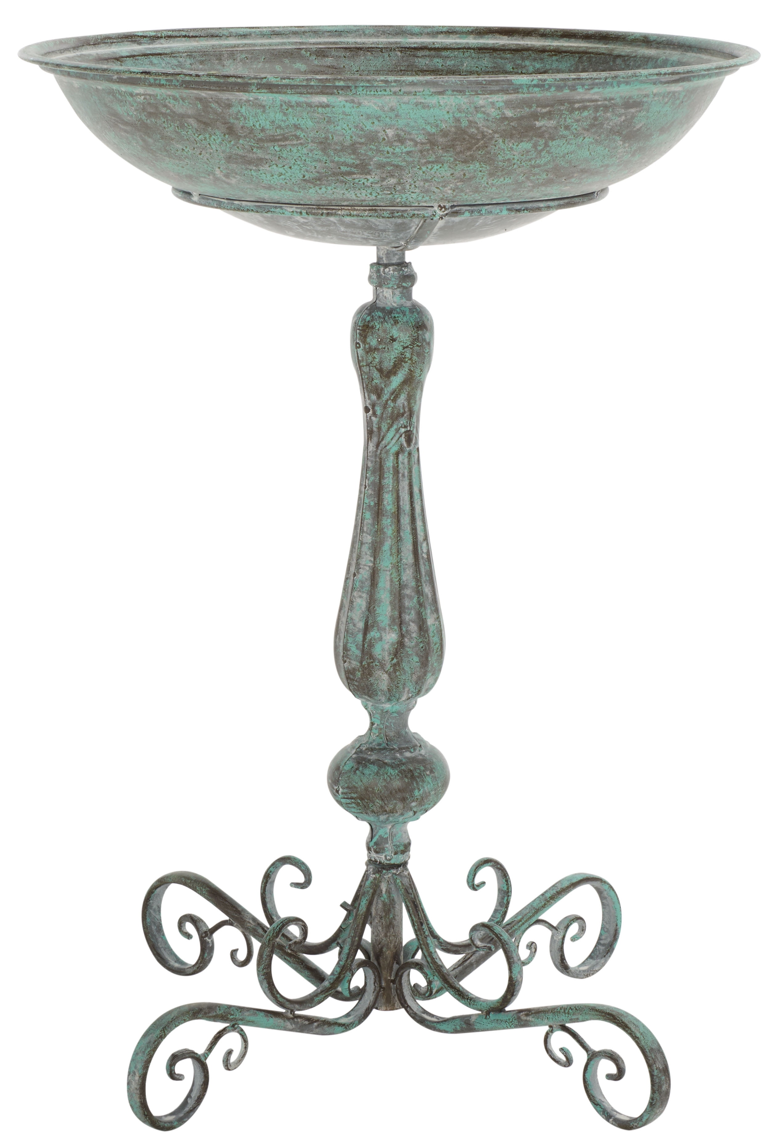 SAFAVIEH Orian Solid Rustic Outdoor Patio Bird Bath, Antique Green