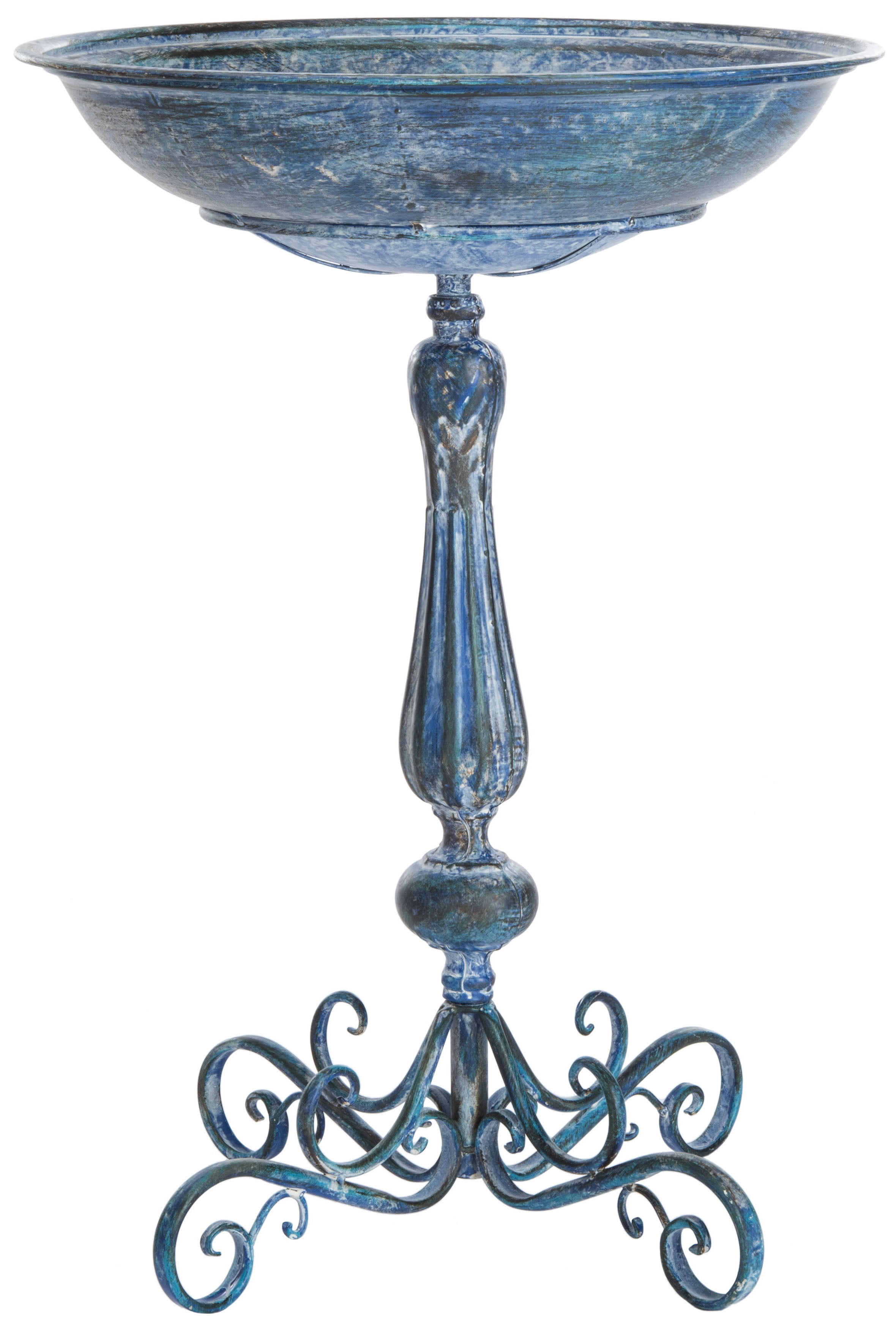 SAFAVIEH Orian Solid Rustic Outdoor Patio Bird Bath, Mossy Blue