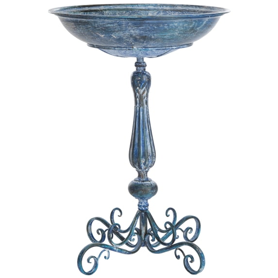 SAFAVIEH Orian Solid Rustic Outdoor Patio Bird Bath, Mossy Blue