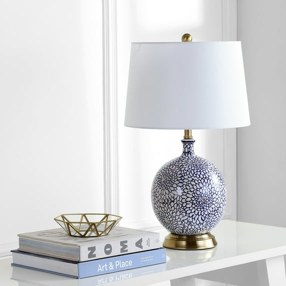 SAFAVIEH Orianna Modern Floral 25 in. H Table Lamp, Blue/White