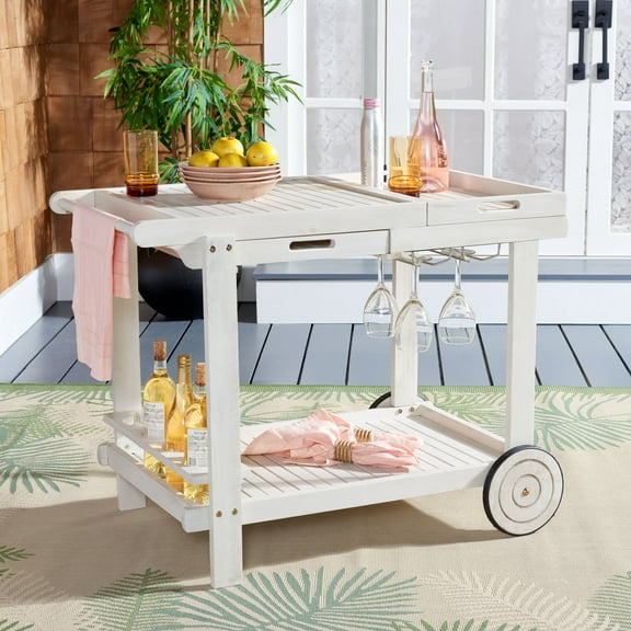 SAFAVIEH Orland Outdoor Patio Adjustable Tea Trolley, White