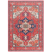 SAFAVIEH Orlando Alphonse Medallion Machine Washable Area Rug, Red/Beige, 8' x 10'
