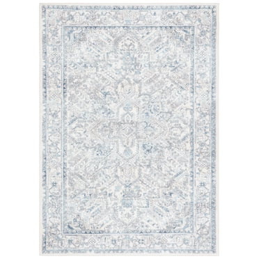 SAFAVIEH Orlando Isaiah Geometric Machine Washable Area Rug, Ivory/Light Blue, 8' x 10'